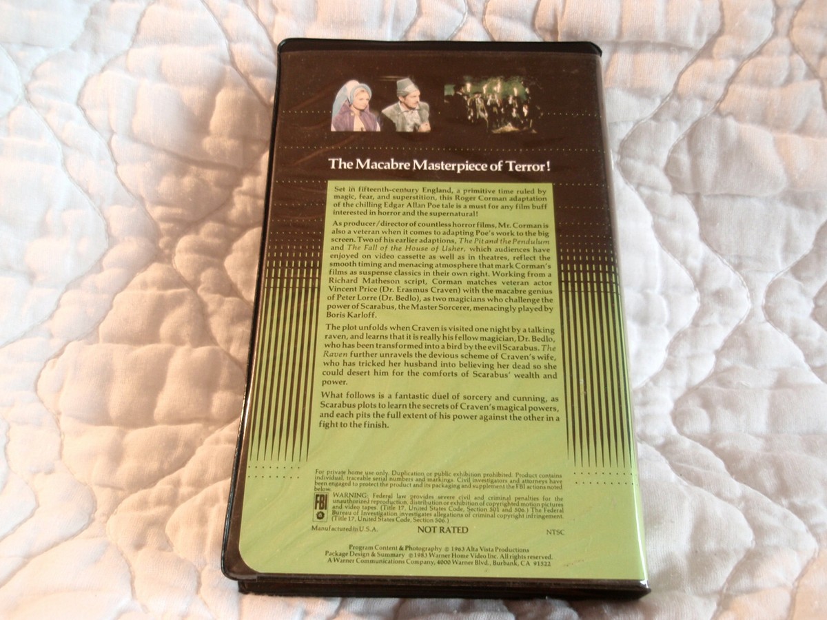 THE RAVEN VHS WARNER CLAMSHELL VINCENT PRICE BORIS KARLOFF HORROR