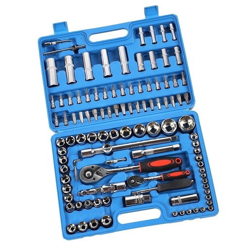 108 Pezzi Set di Chiavi a Cricchetto 1/4in 1/2in CR40 Set di Prese in Acciaio Kit di Utensili a Mano - Foto 15 di 17