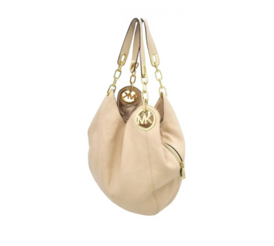 Michael Kors Beige Triple Compartment Hobo/Shoulder Bag With MK