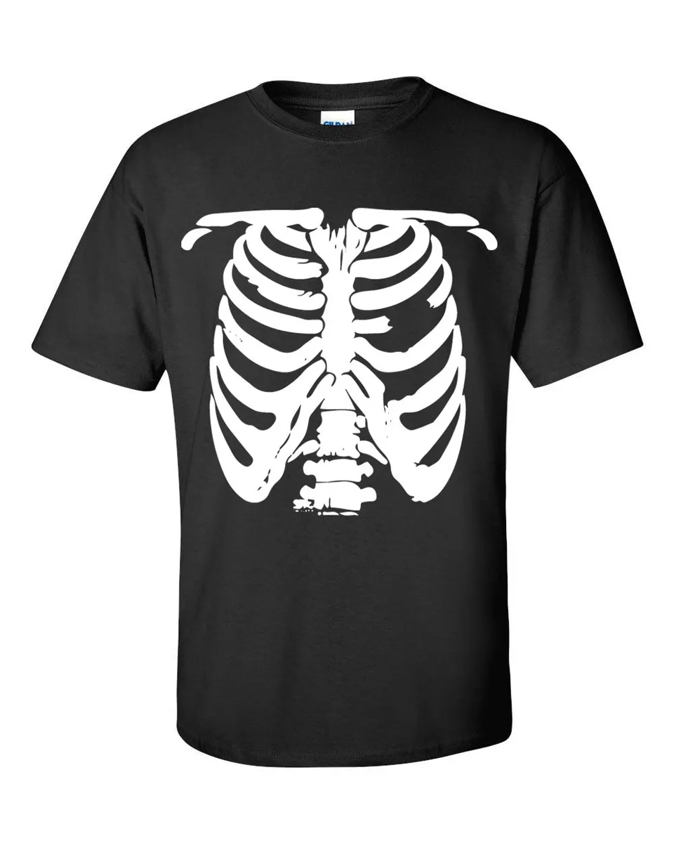 Mens White Skeleton Rib Cage Funny Halloween Costume T shirt