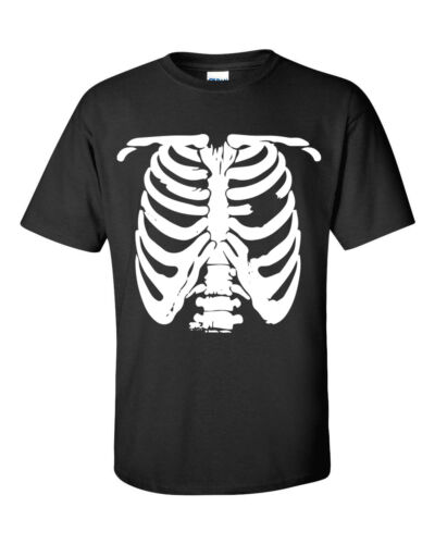SKELETON BODY HALLOWEEN COSTUME RIB CAGE FUNNY TRICK OR TREAT Men's T shirt 478 - Picture 1 of 2