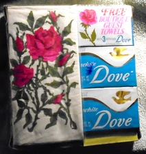 Vintage 1960's Set Of Three Dove Soap Bars with 15 Boutique Guest Towels Promo H