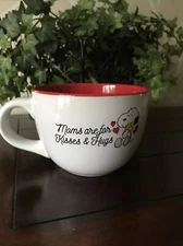 Peanuts Snoopy Woodstock XL Coffee Cup MOMS ARE FOR HUGS & KISSES Soup Mug 24oz