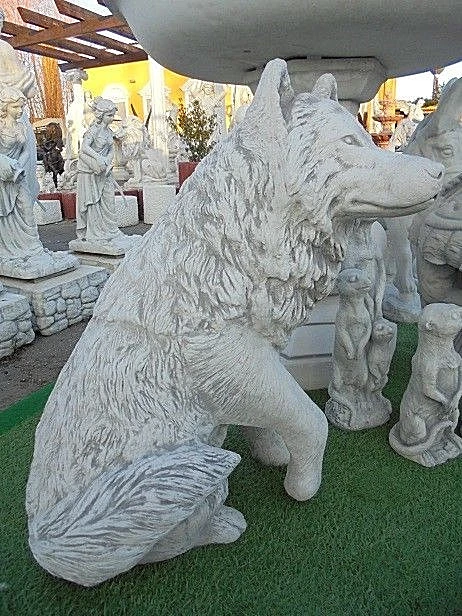 Gartenfigur "Wolf sitzend" 70 cm, Steinguss, Wolf, Statue, Gartendeko, Tierfigur - Bild 4 von 4