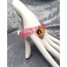 disney pink girls princess charm stretch bracelet