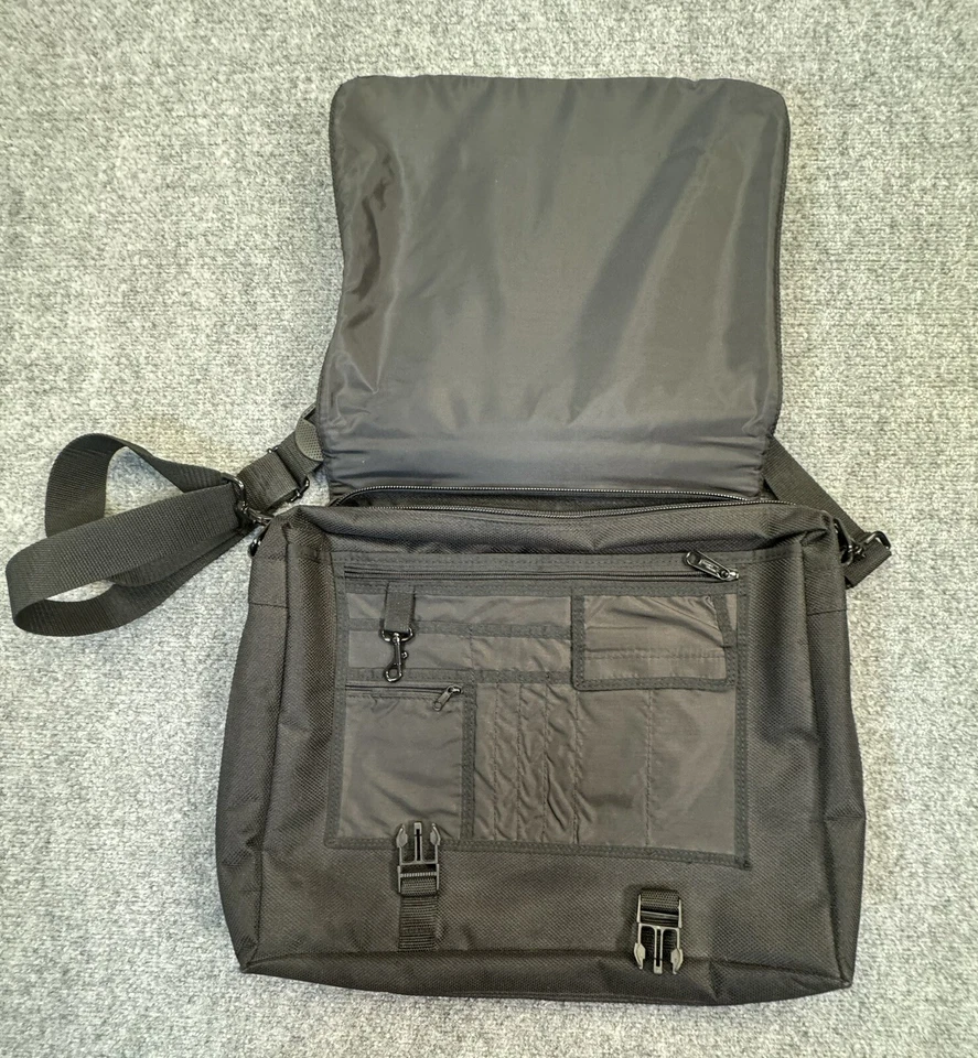 Uncle Mikes Tactical Computer Messenger Bag Black LEDS Patch Canvas Pockets - Image 4 of 4