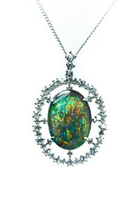 Authentic Australian Fire Triplet Opal Necklace Pendant White Gold Plated Sterling Silver