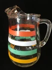 Vintage Anchor Hocking Fiesta Stripe Glass 2 QT. Pitcher