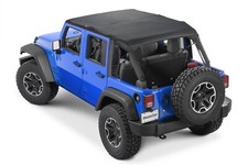Cable Style Bimini Top Plus For 07-09 Jeep Wrangler Jk 4 Door W Header Black