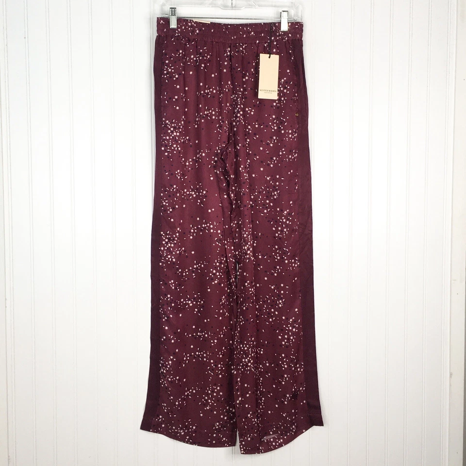PANTALÓN ELÁSTICO ESTAMPADO PIERNA ANCHA TIRO MEDIO GIA ESCOTCH & SODA MORADO TALLA S 32