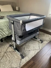 Bellababy Baby Bassinet, Bedside Sleeper, Bedside Crib Storage Basket Adjustable