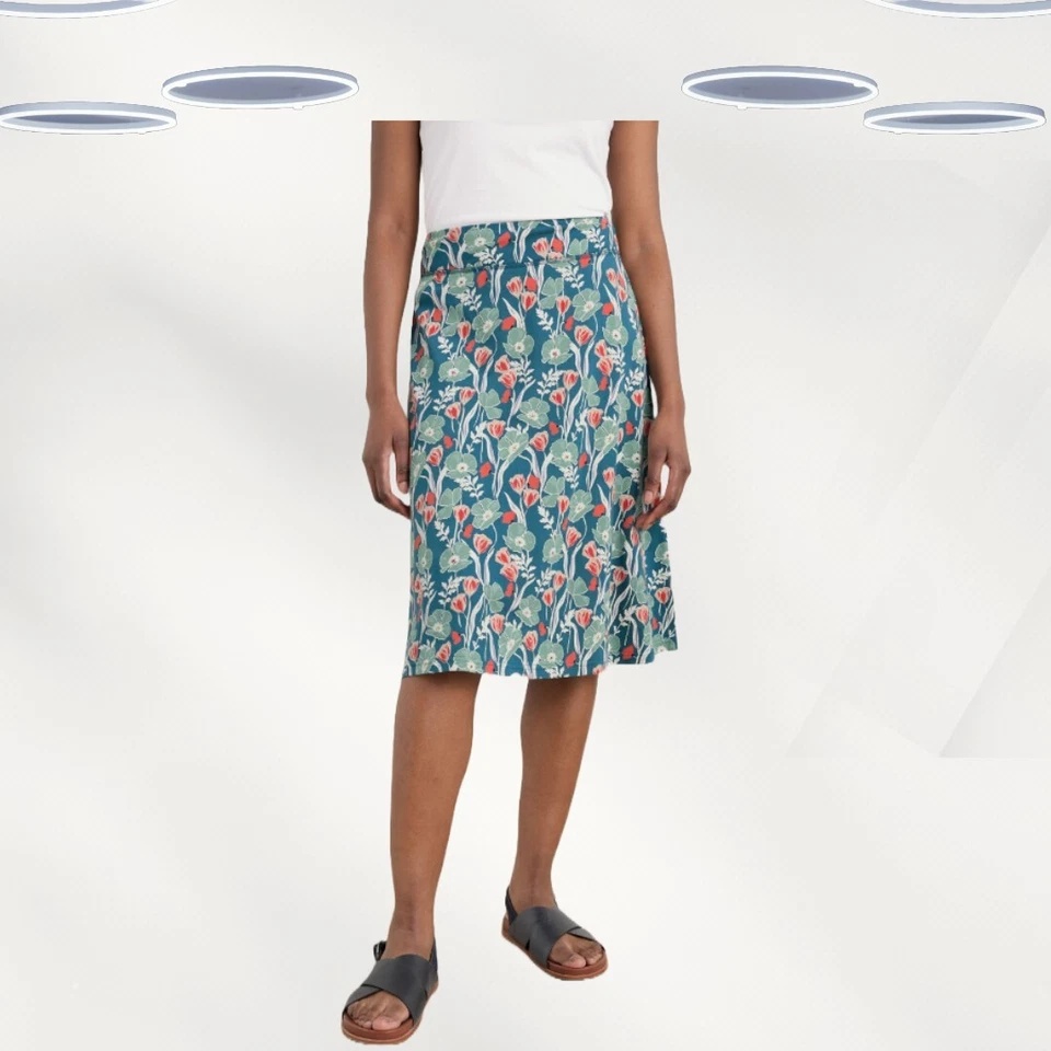 Ex Seasalt Women's A-line Jersey Skirt in Blue Floral (Defect) - Image 3 of 4