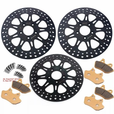 Front Rear Brake Rotors Pads Bolts for Harley Touring FLHRCi Road King 2000-2007