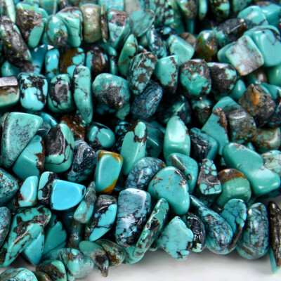 Genuine Turquoise Blue Gemstone  Pebble Nugget Chip 6-10MM Beads (D86)