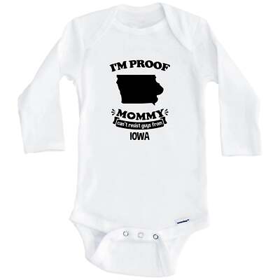 I'm Proof Mommy Can't Resist Guys From Iowa Funny Long Sleeve Baby Bodysuit