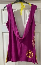 zumba unusual scoop neck & back vest purple top dance size 8 10 12 14 16 S/M/L