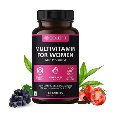 Boldfit Multivitamin für Frauen Tabletten mit Probiotika Immunität 60 Tabletten