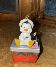 Penguin Giving Ice Cream Cones, Christmas Tree Ornament. 3.5" Tall.