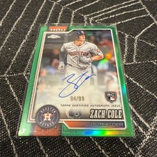 Zach Cole Chrome 2026 Green Refractor /99 Auto
