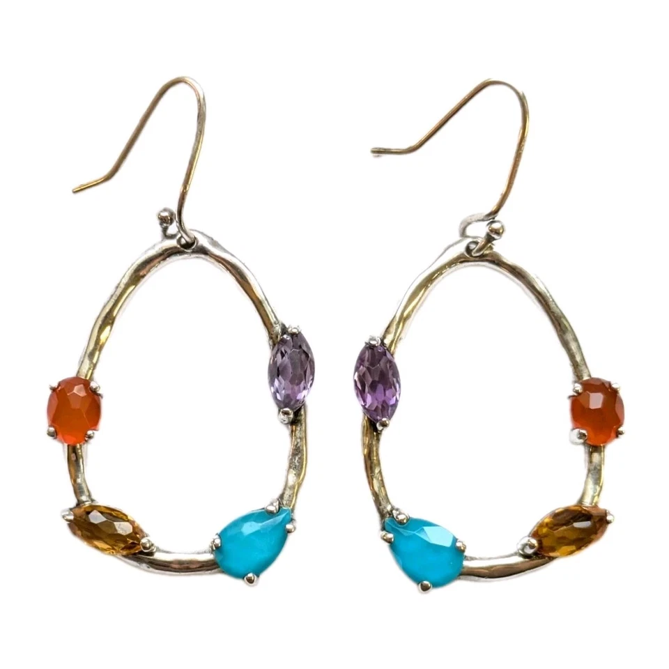 Pendientes colgantes Ippolita Rock Candy de plata de ley 925 con múltiples piedras Foto 3 de 4