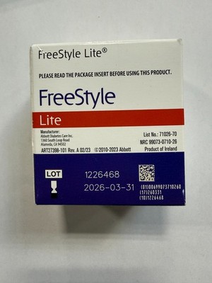 Freestyle Lite Blood Glucose Test Strips - 50 Count Exp 3/26