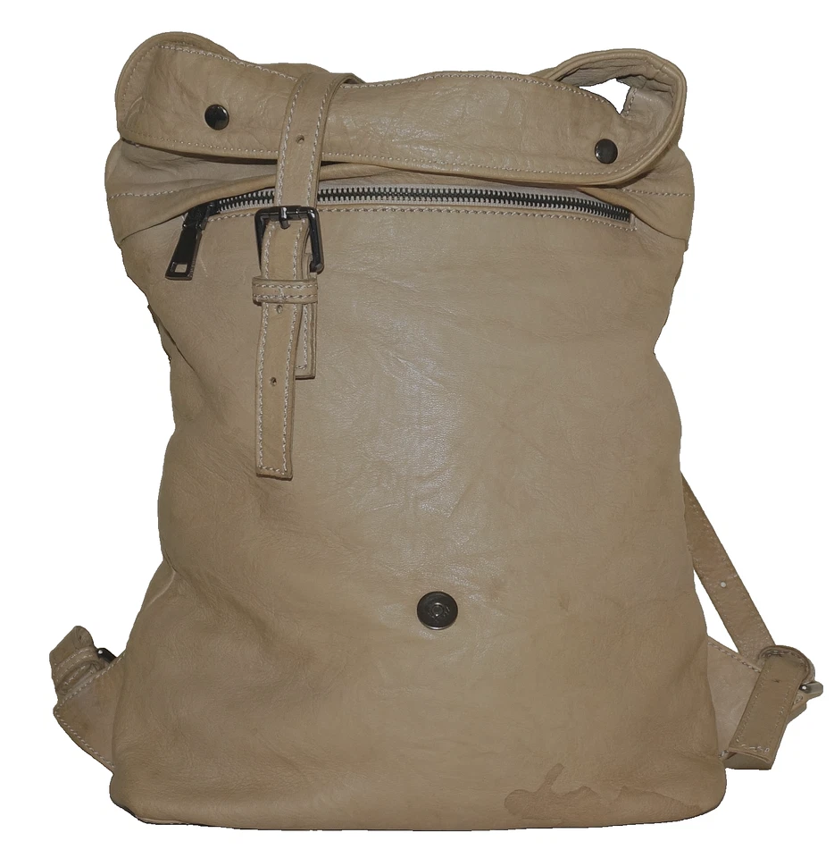 SOHO BAGS Large Tan-Beige Soft Leather Backpack 18x11 ITALY - Image 3 of 4