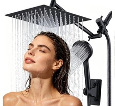 Shower Head Combo 10In High-Pressure Rainfall Shower Head with 11In Adj Arm