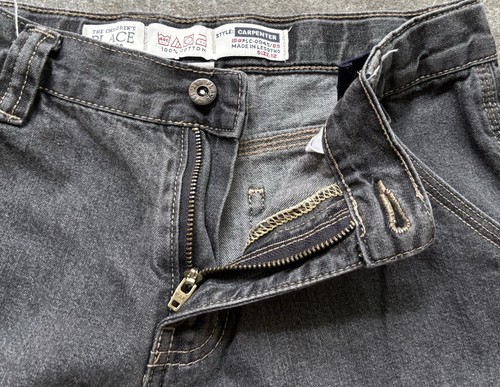 VTG Baggy Carpenter Boys Black Jeans Y2K Skater Sz 12 27x28 Distressed 9” Leg - Picture 13 of 18