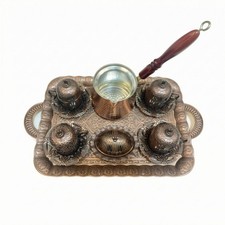 6 Pieces T&uuml;rkisches Kaffeeservice Antik Ornamentiertes Teeservice Gepr&auml;gt