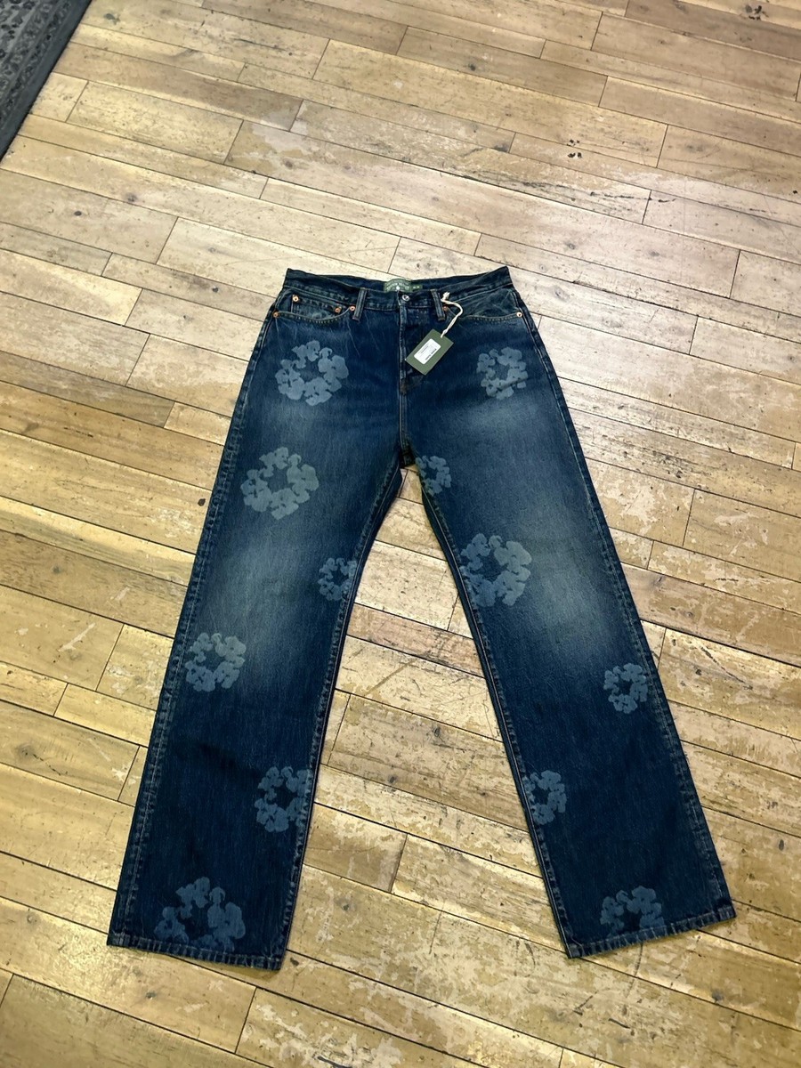 Size 34/34 - Denim Tears Baggy Laser Cotton Wreath Denim Pant in