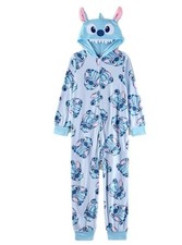 Disney Stitch Girls Boys Pajamas One Piece Hooded Suit Sleepwear Costume Size S