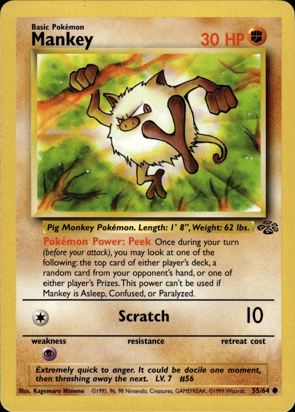 Pokemon Jungle Common Mankey 55/64 - Near Mint (NM)