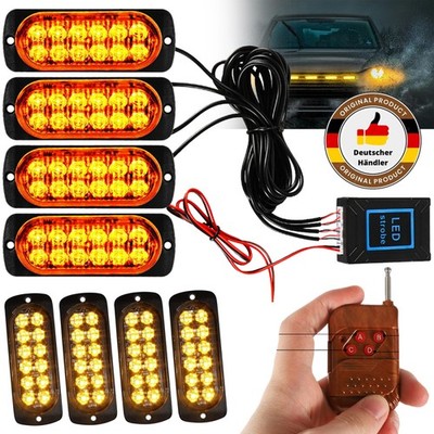 4x Frontblitzer LED Blitzlicht Warnleuchte Strobe Licht Gelb 12-24V KFZ LKW PKW