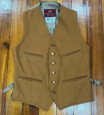 Dunn & Co Pure New Wool 6 Button Vest Brown Great Britain Men's Size 34 EUC