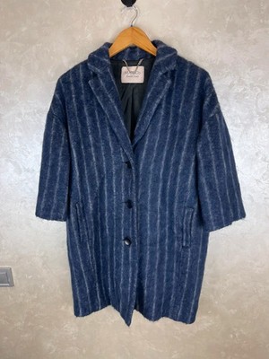 Max Mara Max&Co Women S Blue Mohair Wool Knit Coat Designer Jacket