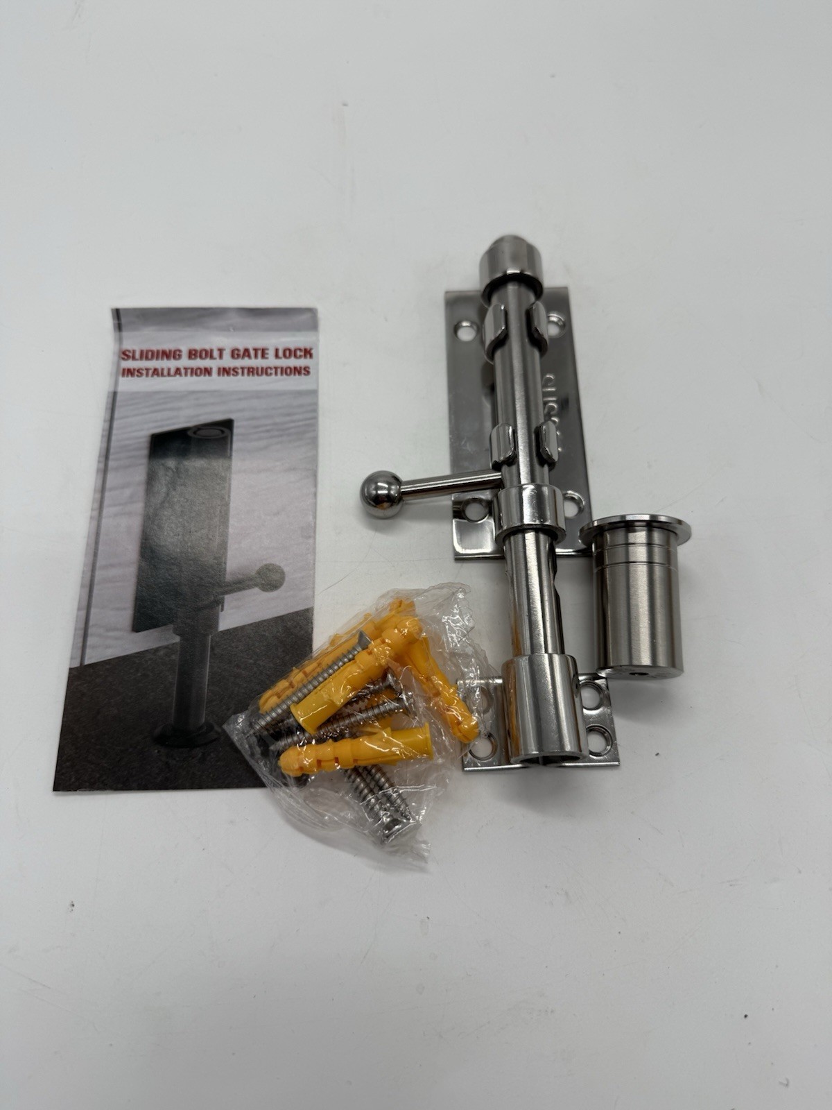 Slide Bolt Gate Latch Hardware, Barrel Bolt Latch, 6.3 Inch Stainless Steel