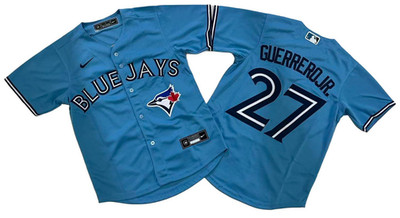   Tariffs  Free! YOUTH'S Blue Jays #27 Vladimir Guerrero Jr. Light Blue Jersey.