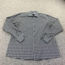Eton Shirt Mens 18 46 Blue Plaid Contemporary Dress Long Sleeve Button Front XXL