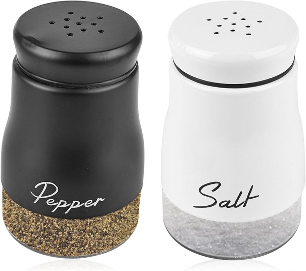 Salz Und Pfefferstreuer Set Edelstahl 120Ml Mit Deckel FüR KüChe Esstisch Weiß-image