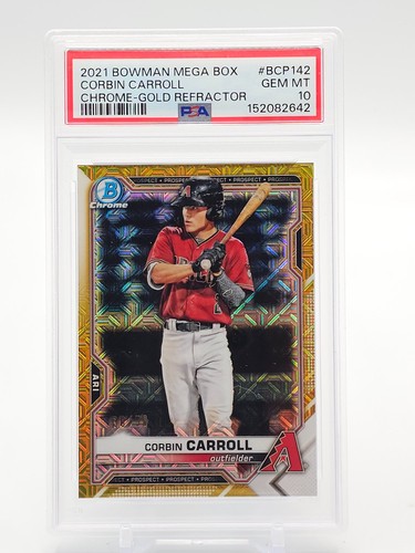 CORBIN CARROLL 2021 BOWMAN MEGA BOX CHROME GOLD REFRACTOR /50 PSA 10 Q7872