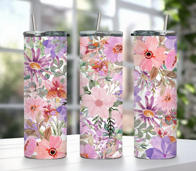Springtime Tumbler 20oz Floral Pastel Stainless Steel Travel Cup Mug