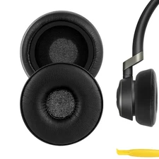 Geekria Protein Leather Ear Pads for Jabra Engage 30/50 Headphones (Black)