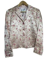 Oscar de la Renta embroidered blazer jacket Sz 2 silk blend floral motif Vintage