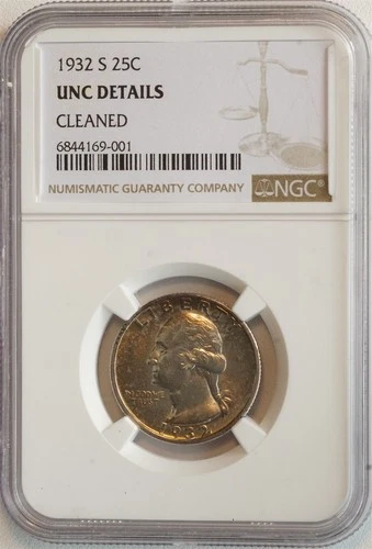 1932 Washington Quarter UNC DETAILS NGC 25C