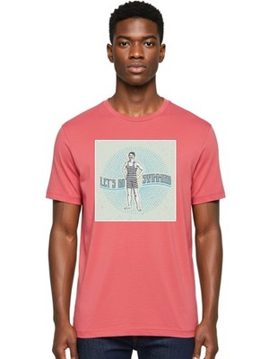 Let-S-Go-Swimming Mens Graphic Tee, 100% Cotton, Casual Summer Wear