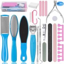 20 PCS CALLUS Remover Pedicure Tool Set Kit Foot File Scraper Brush Nail Rasp