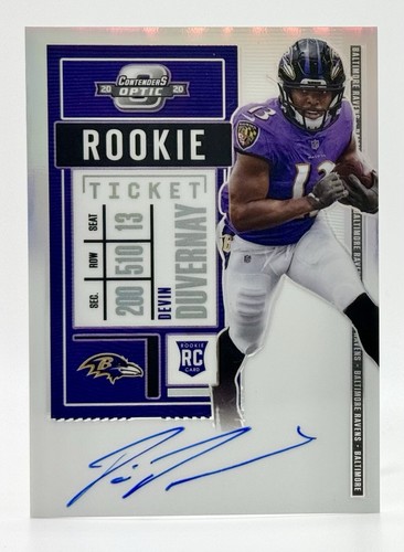 2020 Contenders Optic Silver Prizm #132 Devin Duvernay RC Auto Baltimore Ravens