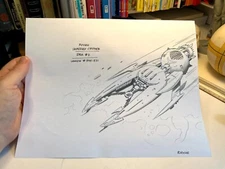 LEGION OF SUPER HEROES animation production art—spaceship design by Paul Rivoche