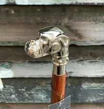 CLASSIC STYLE DOG HEAD HANDLE VINTAGE STYLE WOODEN WALKING STICK SHAFT CANE GIFT