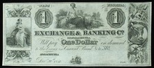 1841 $1 Exchange & Banking Co of Apalachacola, Florida Gem CU - Very RARE!